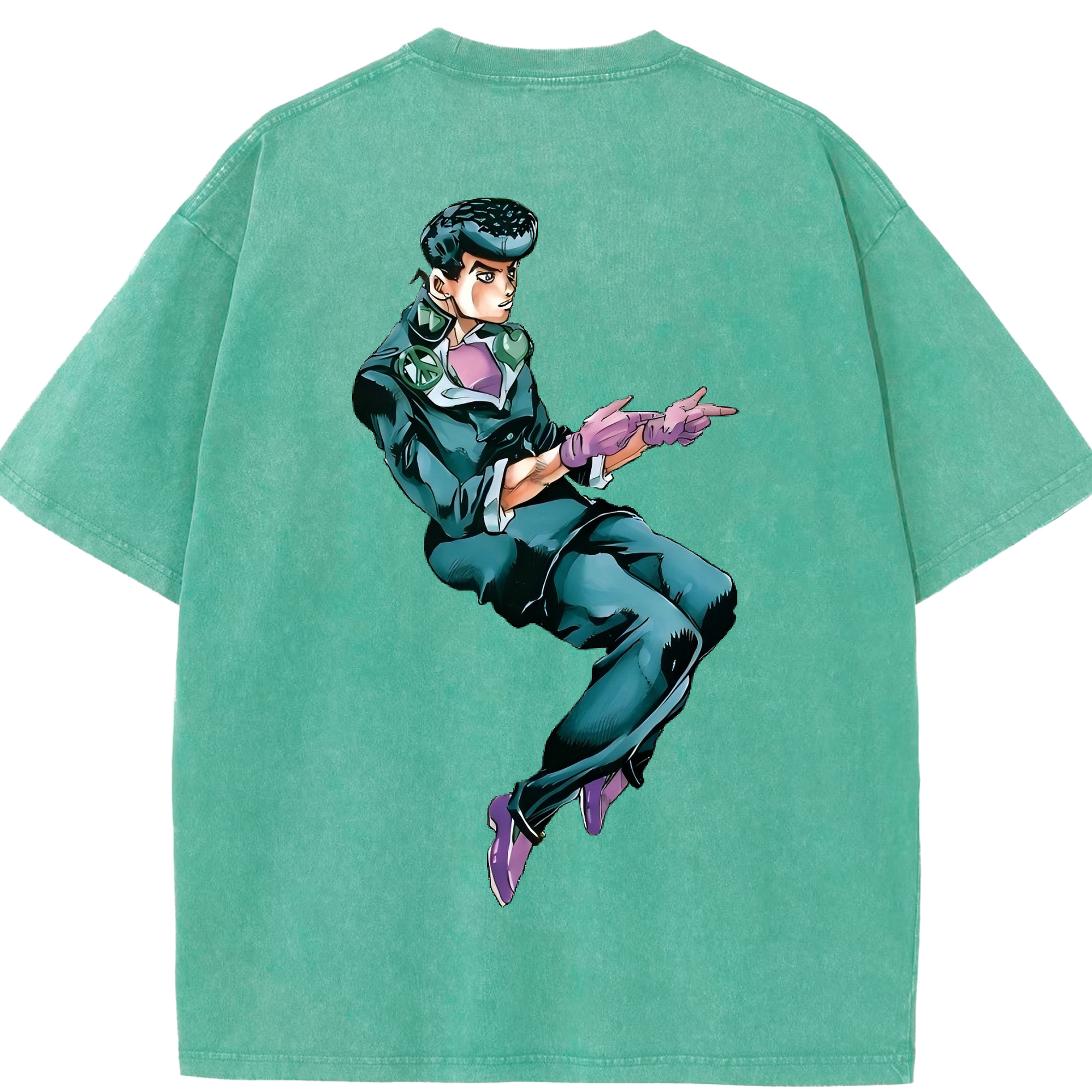 （画像用） ジョジョの奇妙な冒険 ひがしかた じょうすけ JoJo's Bizarre Adventure Higashikata Josuke 綿100% ヴィンテージ風 半袖Tシャツ（背面プリント）